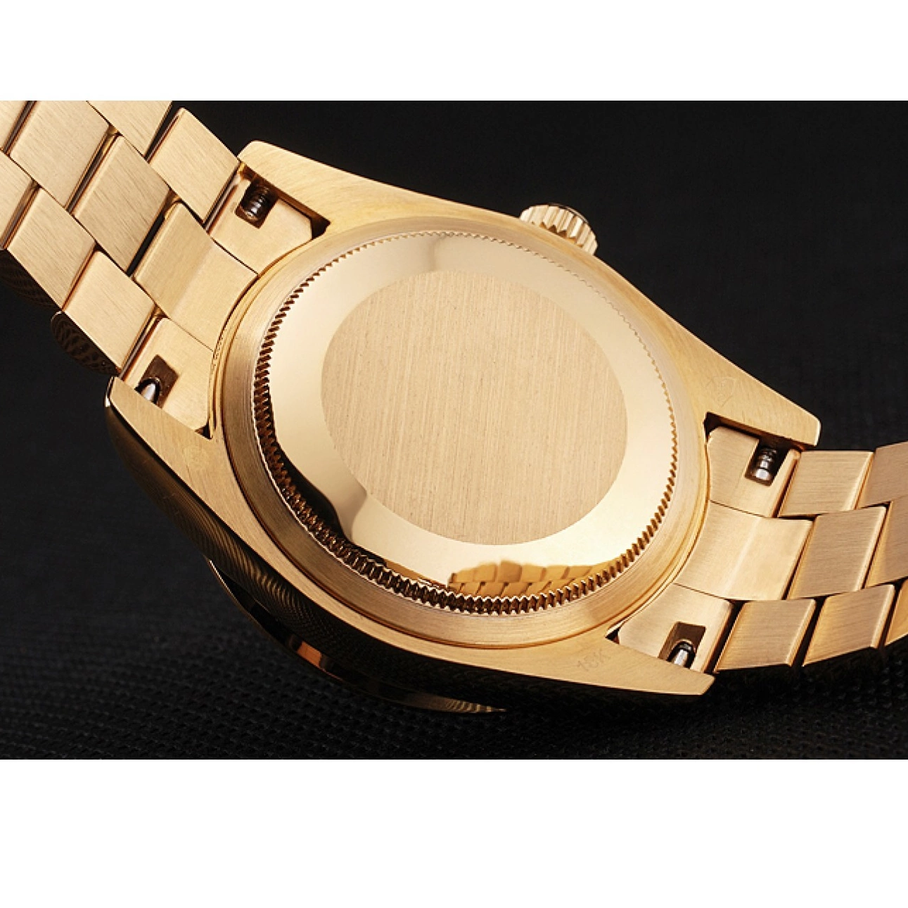 AAA replica watch And Pave Diamond Swiss And Day Bracelet Case Bezel Gold Dial Date Rolex 0824